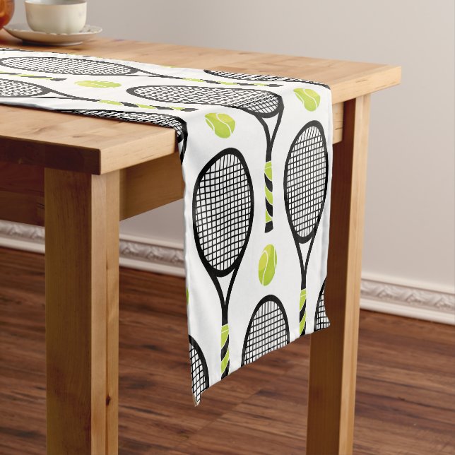 Chemin De Table Court 🎾 Grand tennis noir et vert 🎾 blanc (In Situ)
