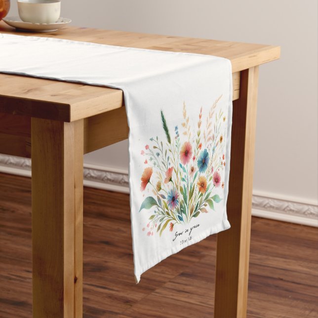 Chemin De Table Court Grandir en Grace floral (In Situ)