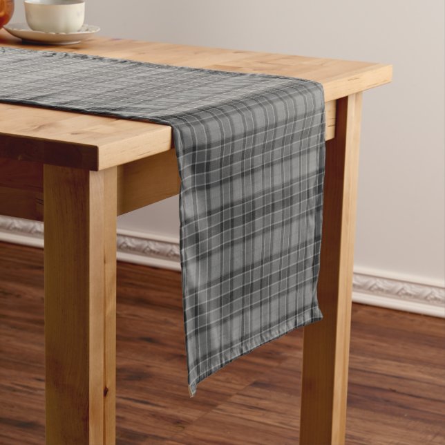 Chemin De Table Court Gray Plaid Tartan Table Runner (In Situ)