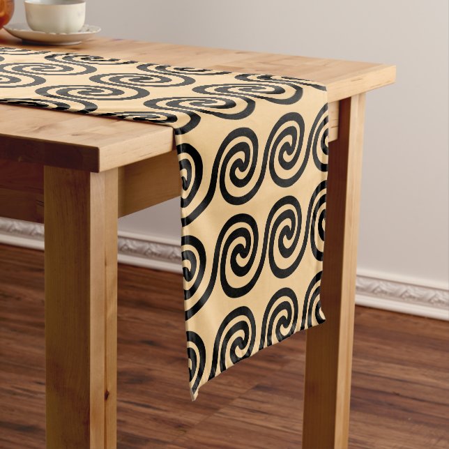Chemin De Table Court Grec Meander Key Waves Motif Brown (In Situ)