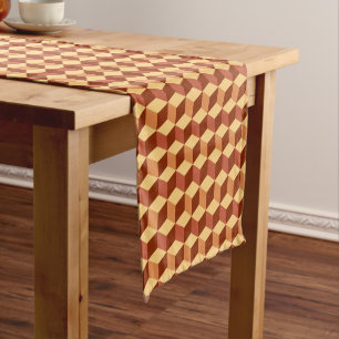 Chemin De Table Court Grille diamant moderne - tan, brun et rouille