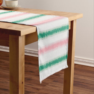 Chemin De Table Court Grilles ikat vert rose moderne texturé rose patten