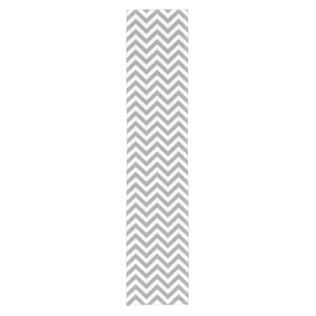 Chemin De Table Court Gris foncé Blanc Grand Motif Chevron ZigZag (Devant)
