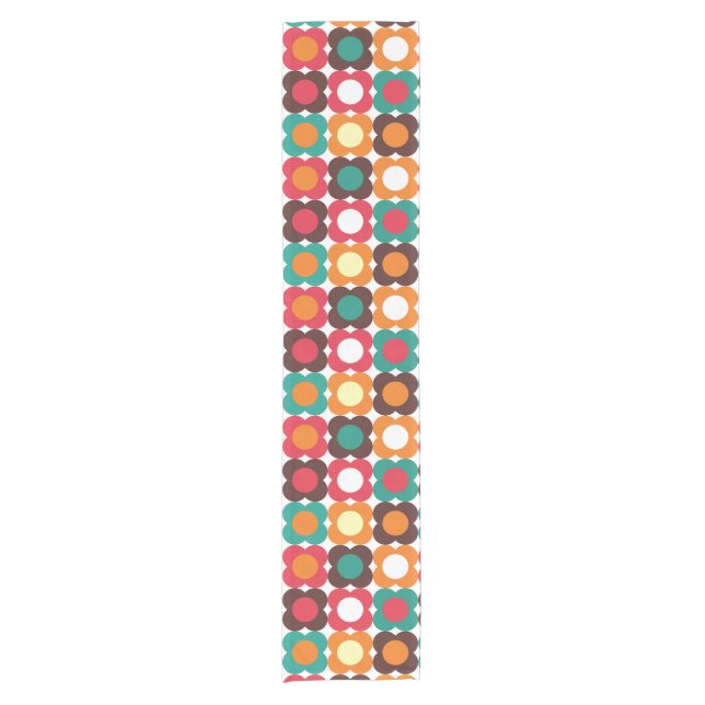 Chemin De Table Court Groovy 70s Retro Flower Pattern | Bold Boho Floral (Devant)