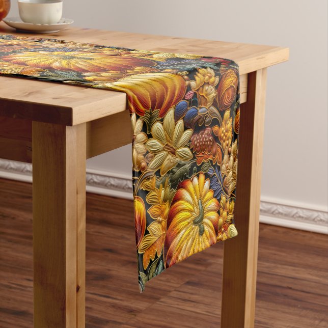 Chemin De Table Court Grosse nappe de Thanksgiving brodée (In Situ)