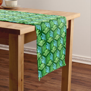Chemin De Table Court Grues japonaises, Jade Green et Bleu clair 