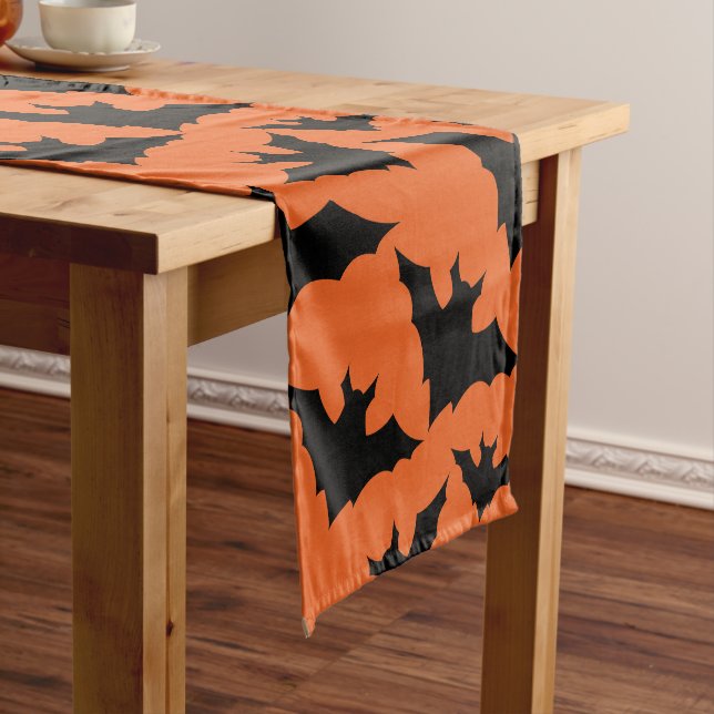 Chemin De Table Court Halloween chauves-souris noires orange cool éffray (In Situ)