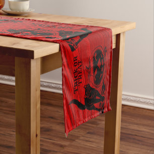 Chemin De Table Court Halloween Parti mal noir Chat Citrouille rouge peu
