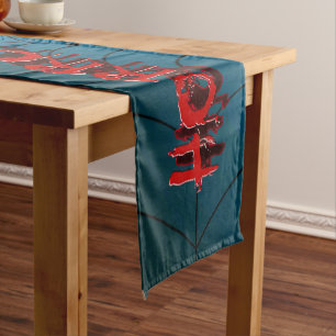 Chemin De Table Court Halloween Party Red Horror Spider Web Blue Effraye
