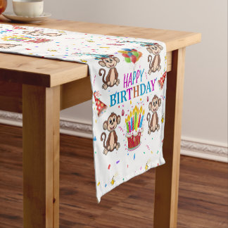 Chemin De Table Court Happy Birthday Monkey Cupcake Table Runner