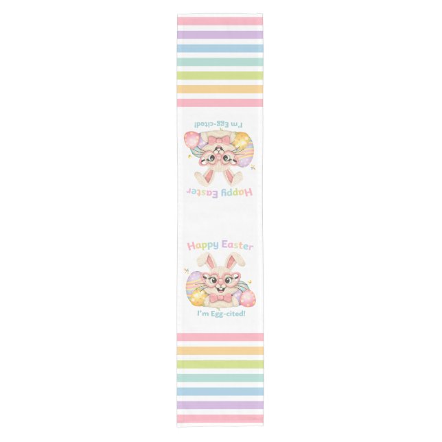 Chemin De Table Court Happy Easter I'm Egg-cited Bunny  (Devant)