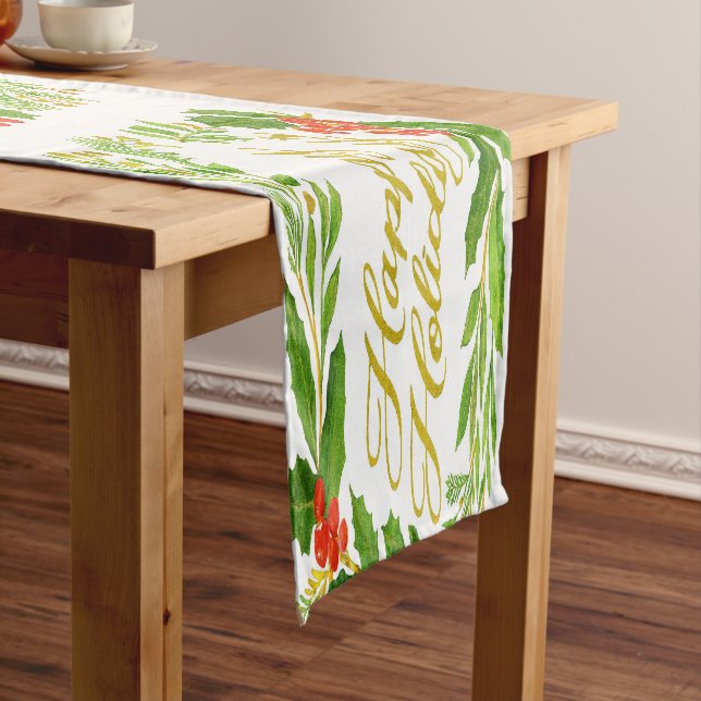 Chemin De Table Court 'Happy Holidays' Table Runner (In Situ)