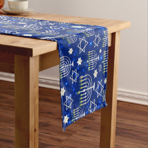 Chemin De Table Court Heureuse Hanoukka Modern Star De David Menorah