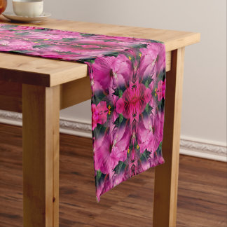 Chemin De Table Court Hibiscus rose Abstrait