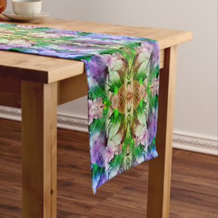Chemin De Table Court Hibiscus rose Fleur Abstraite déprimée