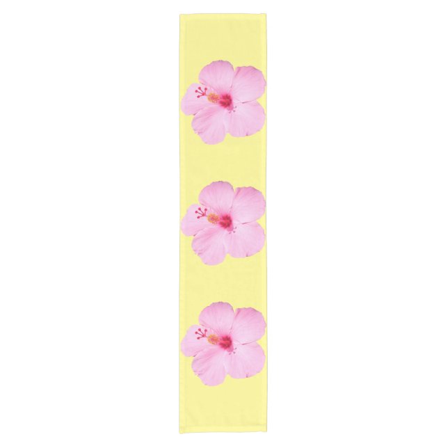 Chemin De Table Court Hibiscus rose Fleur tropicale (Devant)