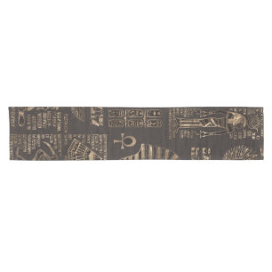 Chemin De Table Court Hiéroglyphes et divinités égyptiens - or sur le