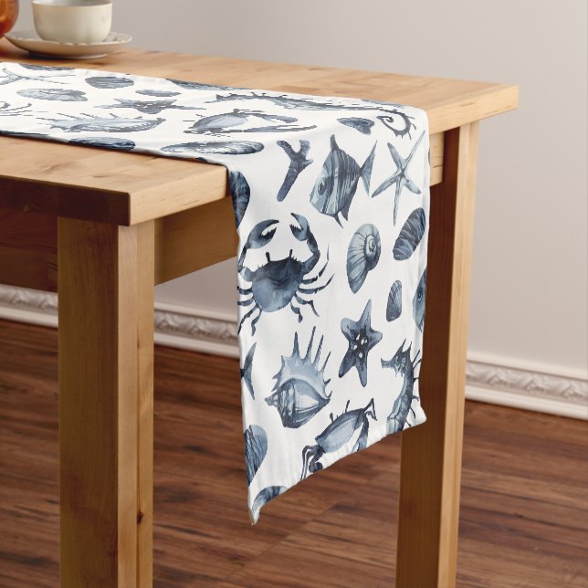 Chemin De Table Court Hippocampe nautique de crabe d'étoiles de mer de (In Situ)