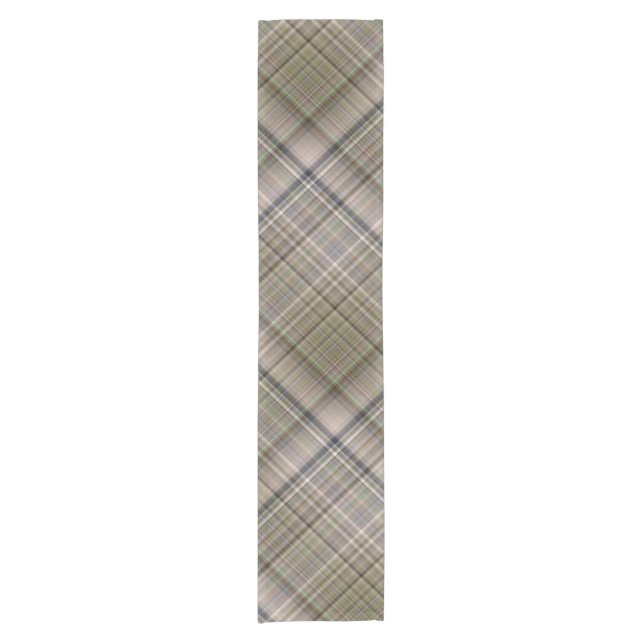 Chemin De Table Court Hiver Brown et vert olive Plaid (Devant)