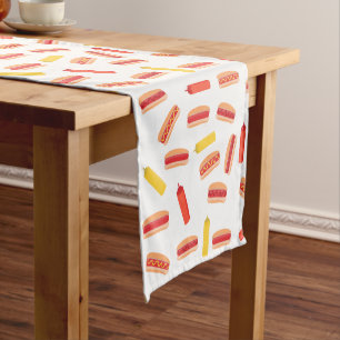 Chemin De Table Court Hot Dog Fast Food Motif barbecue