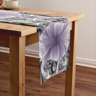 Chemin De Table Court Illusion de lilas Art floral abstrait fractal Fant