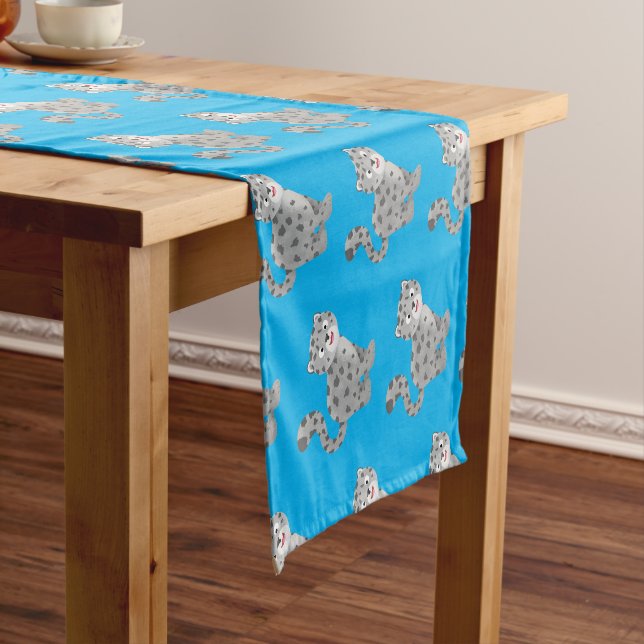 Chemin De Table Court Illustration de mignon léopard des neiges (In Situ)