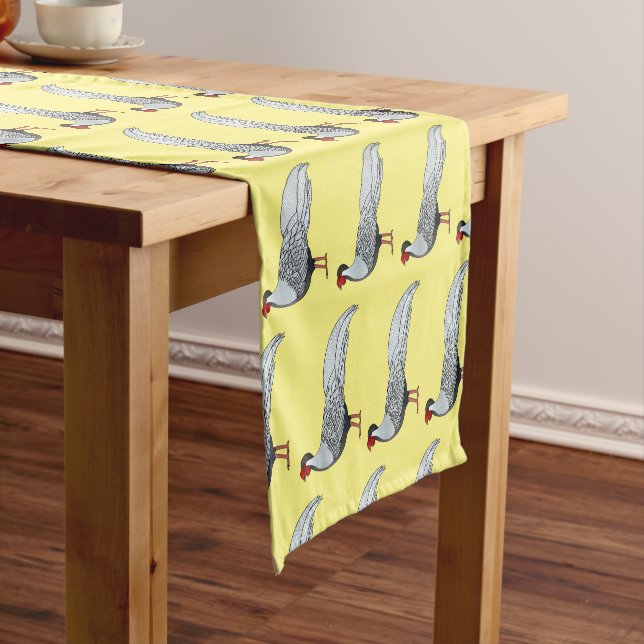 Chemin De Table Court Illustration d'oiseau faisan d'argent (In Situ)