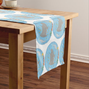 Chemin De Table Court Illustration d'une mignonne raie manta et de bulle