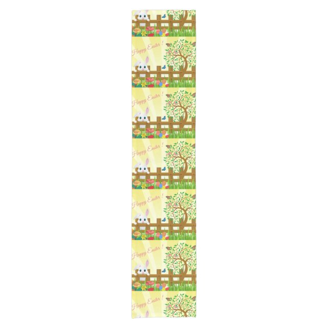 Chemin De Table Court Illustration heureuse de lapin de Pâques (Devant)