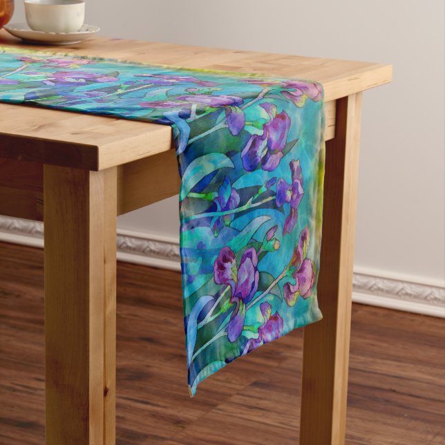 Chemin De Table Court Imaginaire coloré Irises (In Situ)