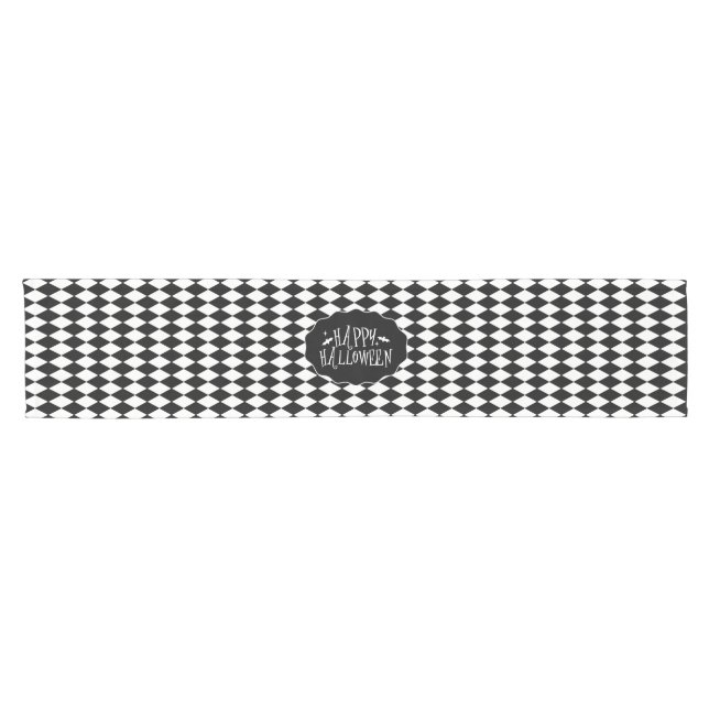Chemin De Table Court Impression diamant Harlequin Halloween (Horizontal)
