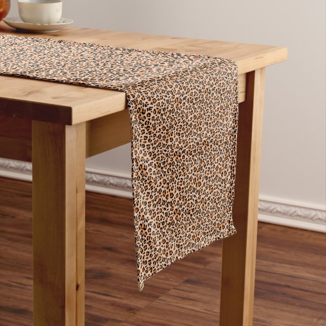 Chemin De Table Court Impression léopard orange et marron (In Situ)