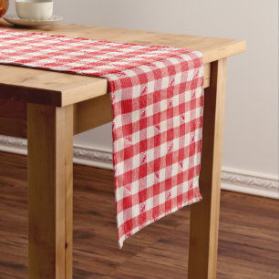 Chemin De Table Court Imprimé à carreaux Gingham Heritage Rouge et Blanc