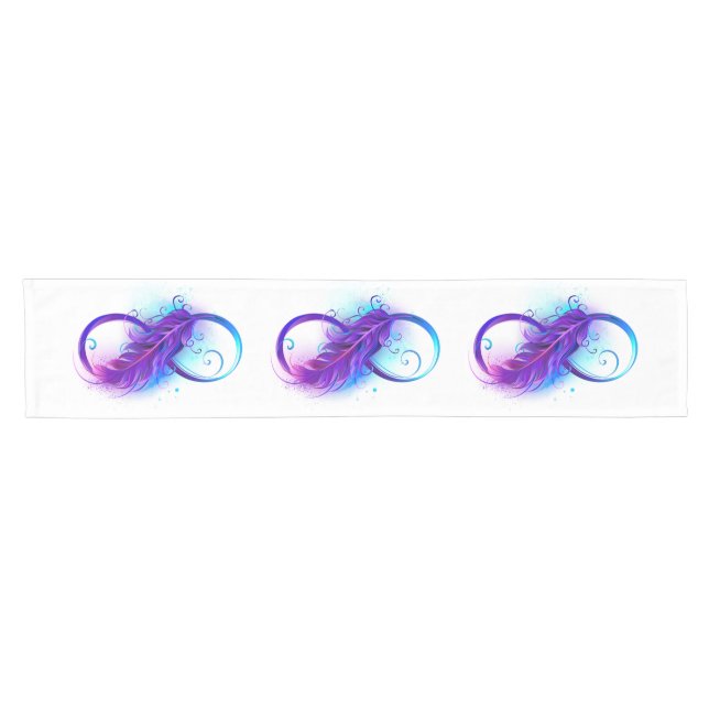 Chemin De Table Court Infinity with purple feather (Horizontal)
