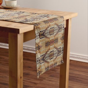 Chemin De Table Court Ivoire Taupe Beige Marron Rouille Orange Art Triba
