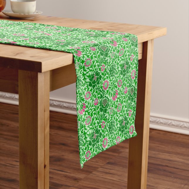 Chemin De Table Court Jacobean Floral, Emerald et Lime Green (In Situ)