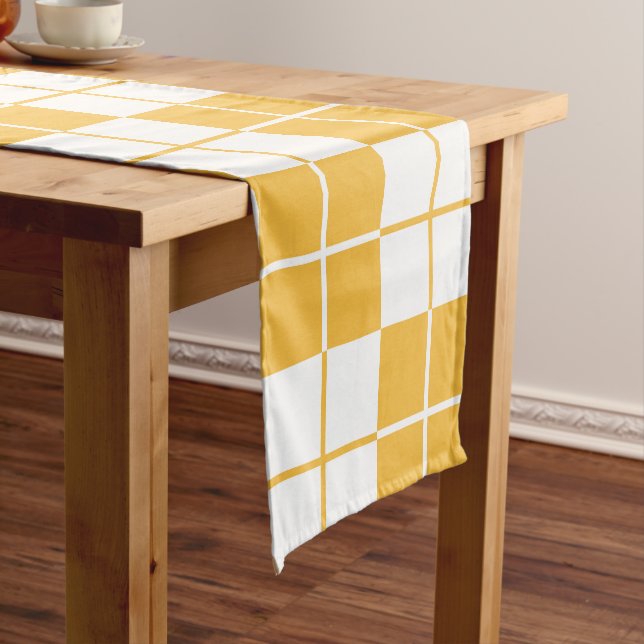 Chemin De Table Court Jacquard damier Plaid Jaune (In Situ)
