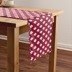 Chemin De Table Court Jacquard rouge, blanc, bleu 1 COTON TABLE RUNNER 1