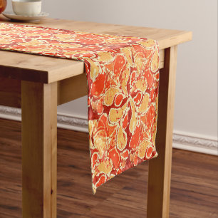Chemin De Table Court Jaune Orange Bohème Bali Batik Style Paisley
