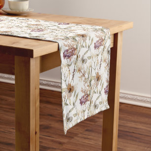 Chemin De Table Court Joli Fleur sauvage de prune d'automne Motif