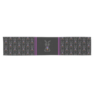 Chemin De Table Court Joli lapin noir avec Soul arc-en-ciel Chakra
