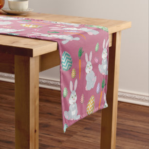 Chemin De Table Court Jote rose lapin lapin de Pâques Motif