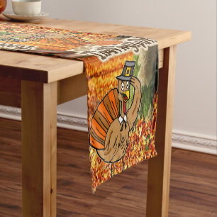 Chemin De Table Court Jour de Bon thanksgiving du coureur de nappes