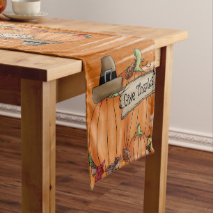 Chemin De Table Court Jour de Bon thanksgiving du coureur de nappes