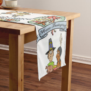 Chemin De Table Court Jour de Bon thanksgiving du coureur de nappes