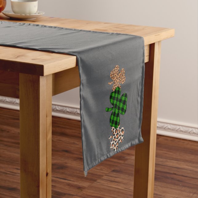 Chemin De Table Court Jour de la Saint Patrick Lucky Irish Green Plaid S (In Situ)