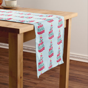 Chemin De Table Court Joy to the World Christmas Citation Typographie