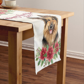 Chemin De Table Court Joyeuse Année 2026 Coureur de Table Décor Chien
