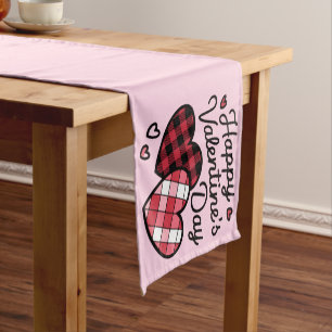 Chemin De Table Court Joyeuse Saint-Valentin Léopard Carreaux Amour Coeu