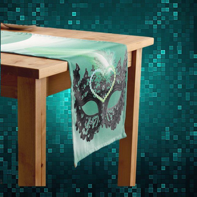 Chemin De Table Court Joyeux 40e anniversaire Masquerade Masask Masque | (Créateur téléchargé)